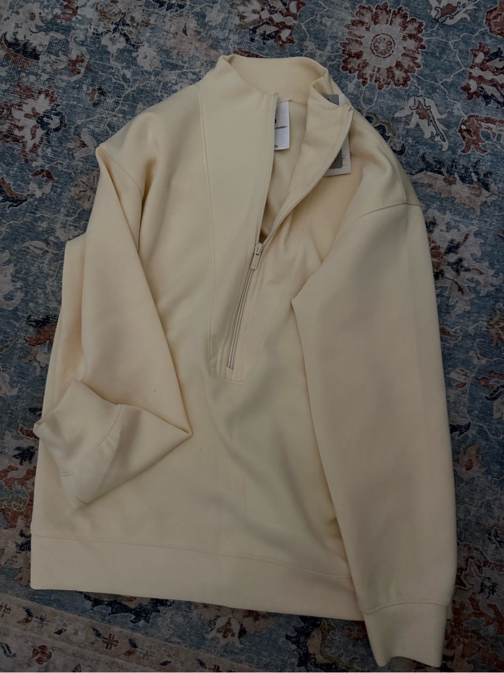ALL IN MOTION Airy Sleep Half-Zip Pullover Sweatshirt in Buttery Yellow- S- NWT